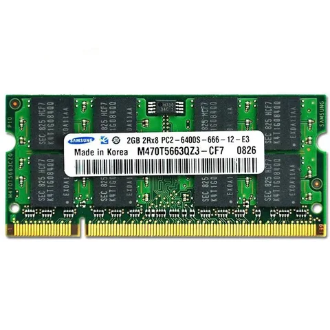 Двухканальный модуль памяти SDRAM RAM 2 Гб 2Rx8 PC2-6400S-666-12-E3 NO ECC 200Pin 1,8 в SODIMM Ram 2 ГБ для ноутбука/ноутбука