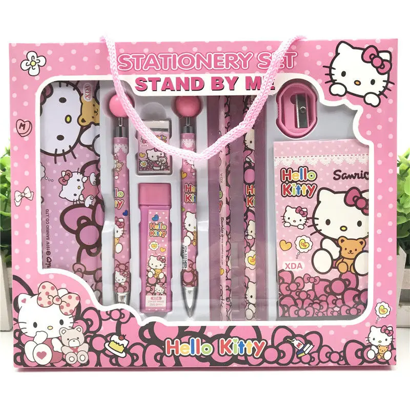 

Набор гелевых ручек HelloKittys, линейка Kawaii Sanrio, набор канцелярских принадлежностей, коробка, резиновый карандаш, ручка для подписи, Детская шко...