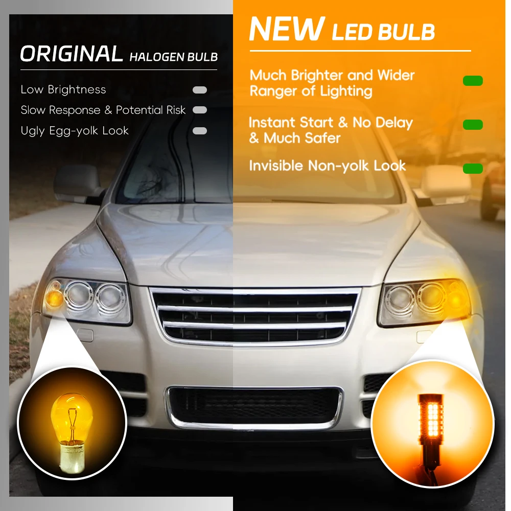 Для VW Tiguan Facelift с двойной галогенной фарой 2012-2024 BAU15S PY21W 7507 Canbus светодиодные