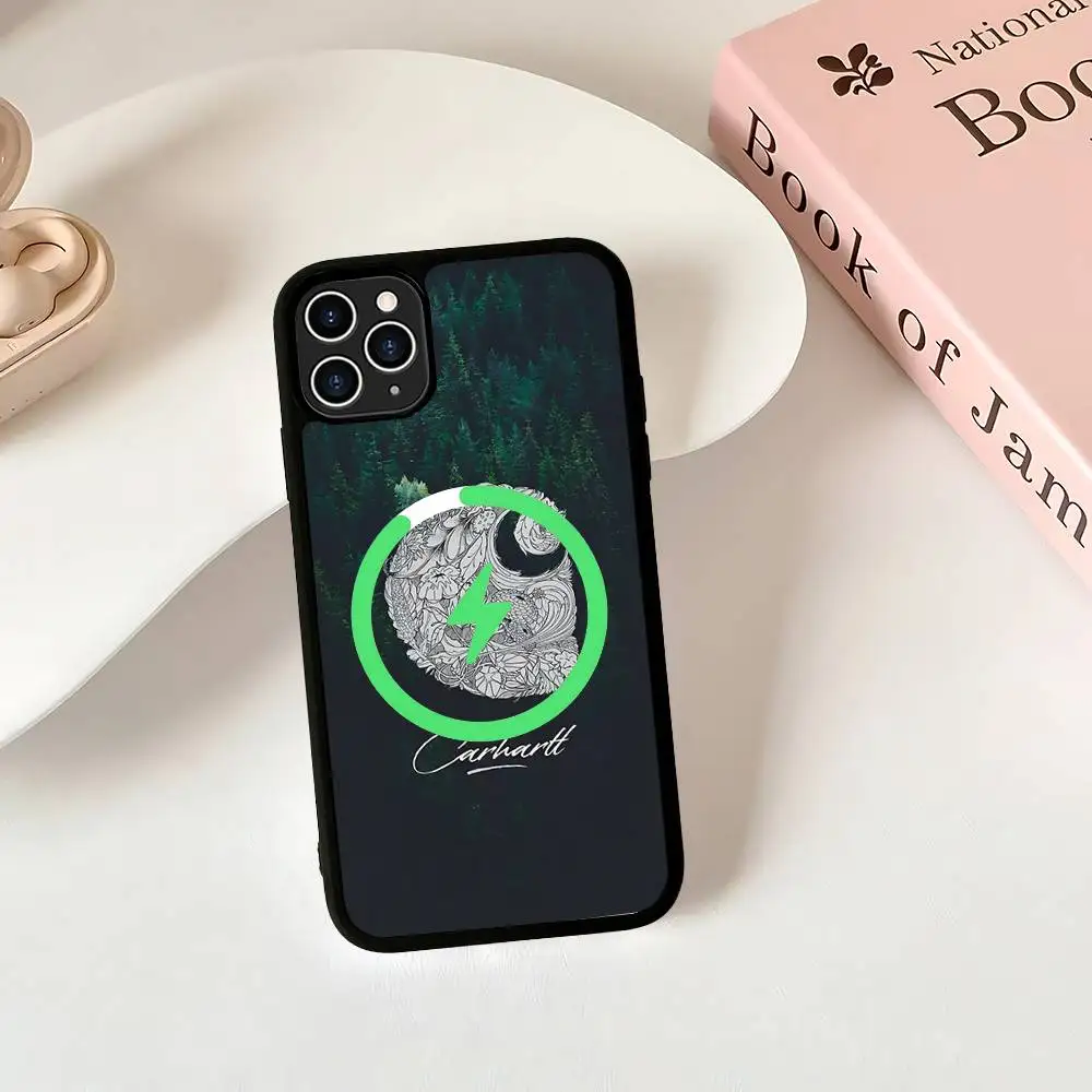 Магнитный матовый чехол C-Carharttes LOGO для iPhone 16, 17, 15, 14, 13, 12, 11 с поддержкой беспроводной зарядки MagSafe (art.: 3920dae953ec7) - 3920dae953ec7
