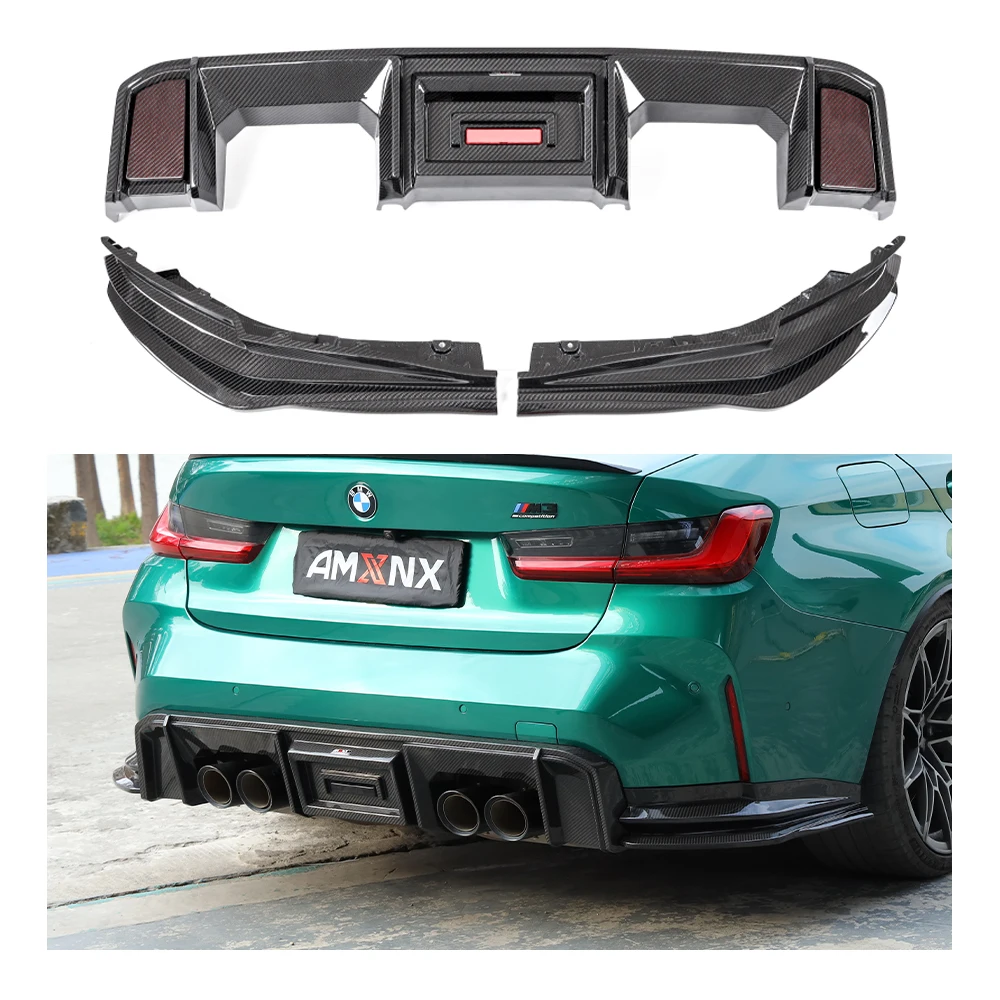 Для BMW M3 M4 2021-2024 G80 G82 Натуральное сухое углеродное волокно Новый задний диффузор в