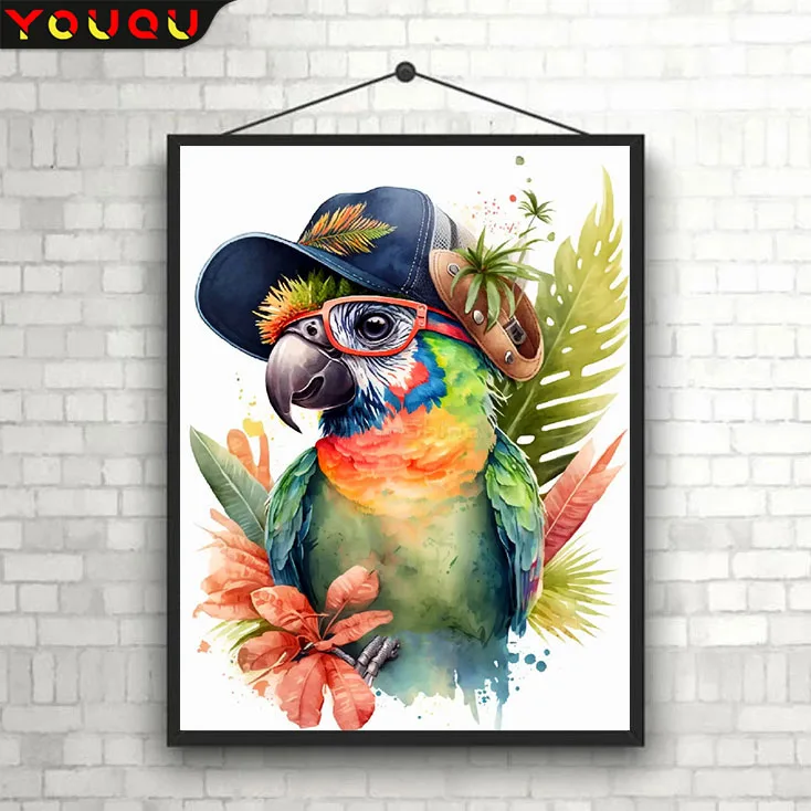 

YOUQU Animal Series Diamond Painting DIY Parrot Mosaic Picture 5D Diamond Embroidery Cross Stitch Beautiful Home Decoration