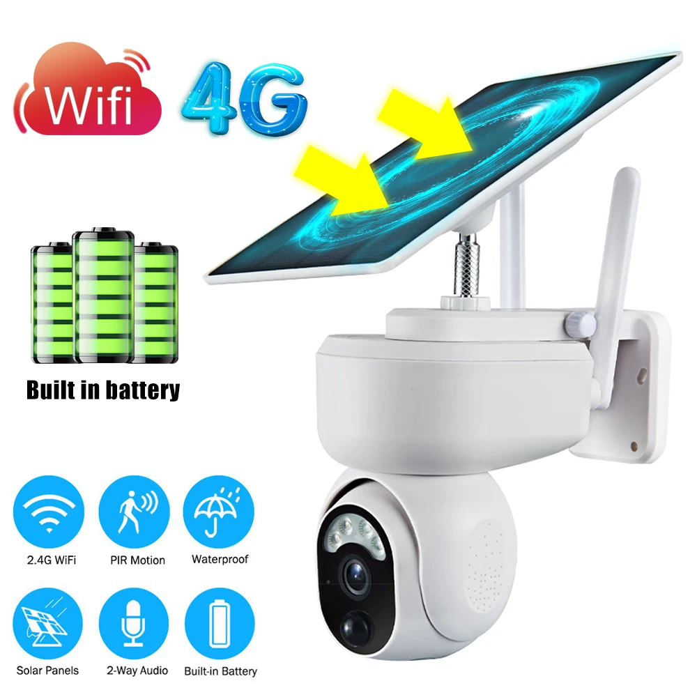 

Беспроводная уличная камера видеонаблюдения на солнечной батарее с Wi-Fi, 4G