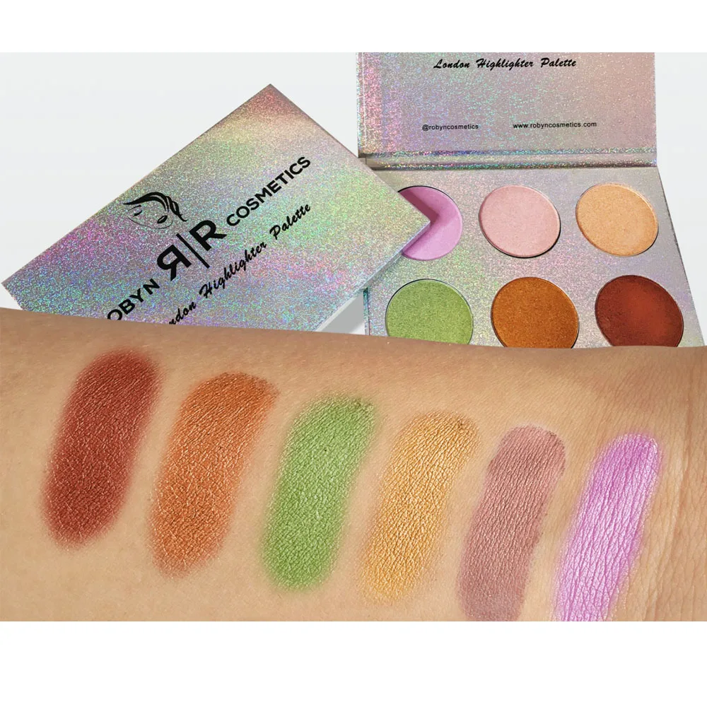 

Палитра лондонских хайлайтеров 6 цветов для щек, косметика для более темных оттенков кожи, трансгендер, красота