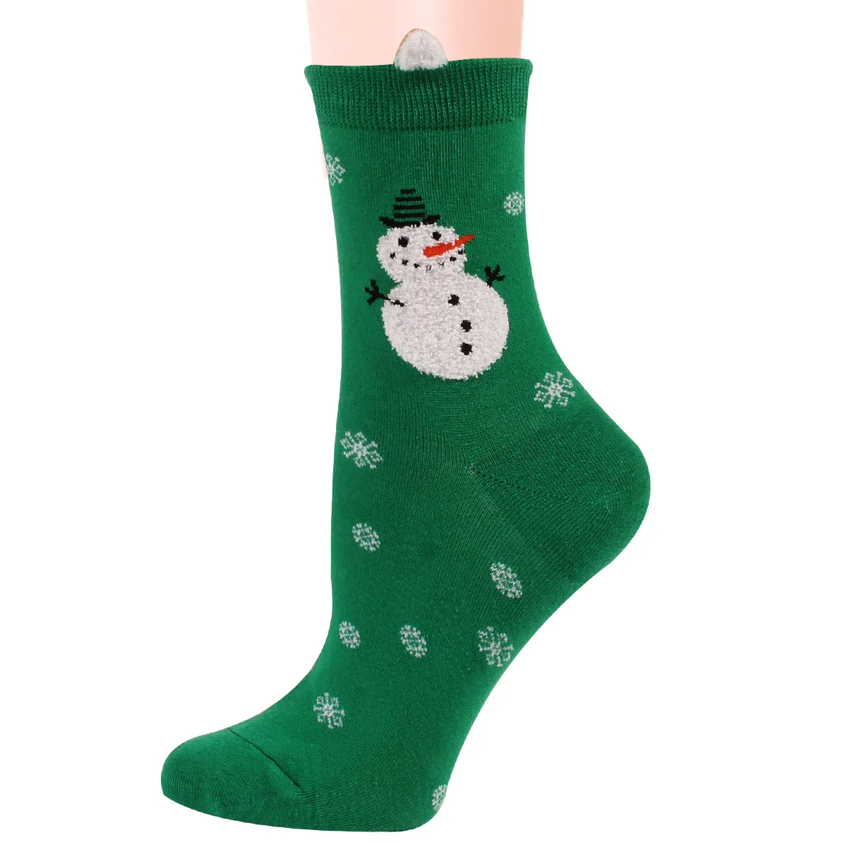 New Plush Ear Christmas Socks Cute Snowflake Elk Christmas Women's Cotton Socks 12 Pairs
