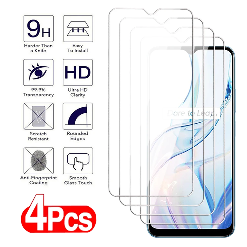 4Pcs Screen Protector For Realme C20 C21 C25 C30 C31 C33 C35 C51 C53 C55 Tempered Glass C25s C30s Transparent glass Film