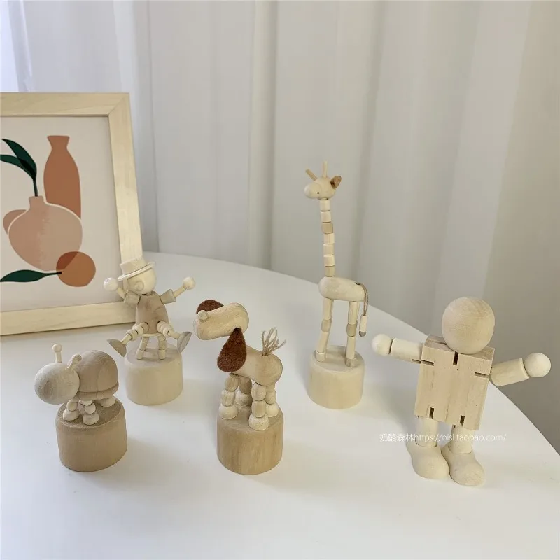 Мультяшная деревянная произведения искусства подвижная кукольная настольная