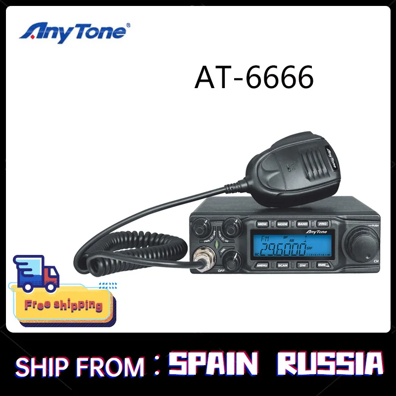 Walkie Talkie 10 Meter Radio AnyTone AT-6666 with SSB(PEP)/FM/AM/PA Mode High Power Output 15W AM 45W FM 60W SSB(PEP)