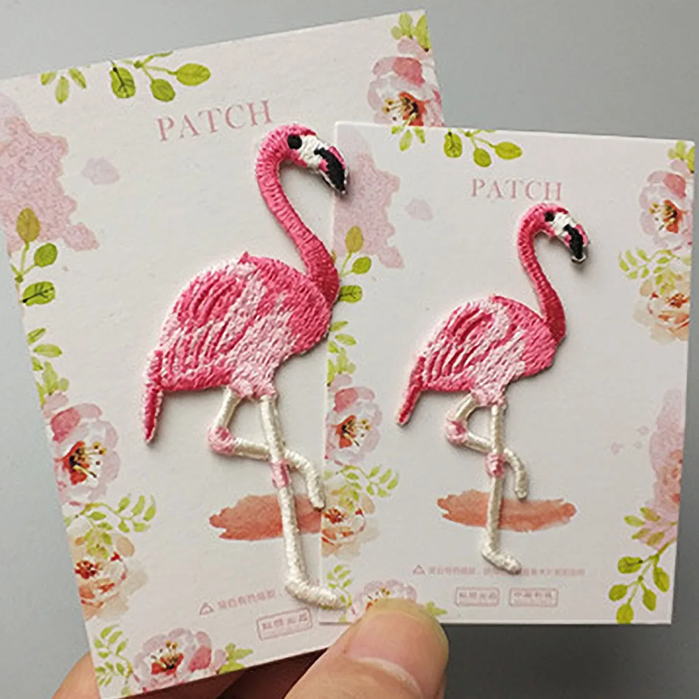 1 Piece Embroidered Flamingo Patch for Kid's Clothes DIY Decoration Animal Repair Hole Big and Small Size