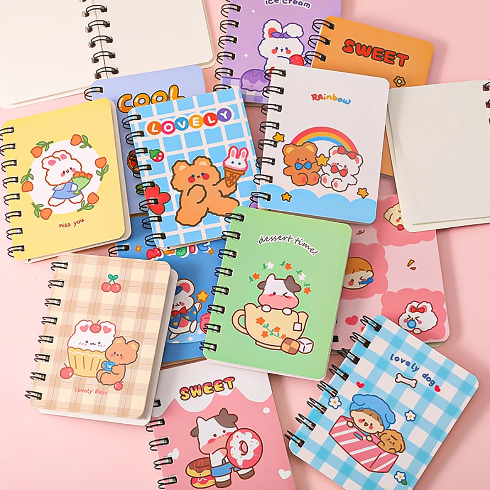 

Cartoon Bear Rollover 80Sheets A7 Coil Notepad Diary Exercise Book Student Portable Pocket Notebook School Office Kawaii Supply