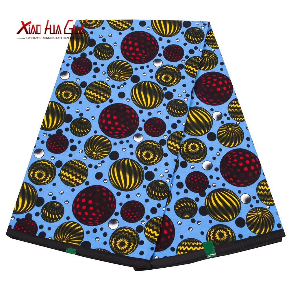 

African Fabric High Quality 6 Yards 3 Yards Ankara Bazin Wax Print Fabric Ball Pattern Cotton Fabric for Sewing Dress 24FS1480