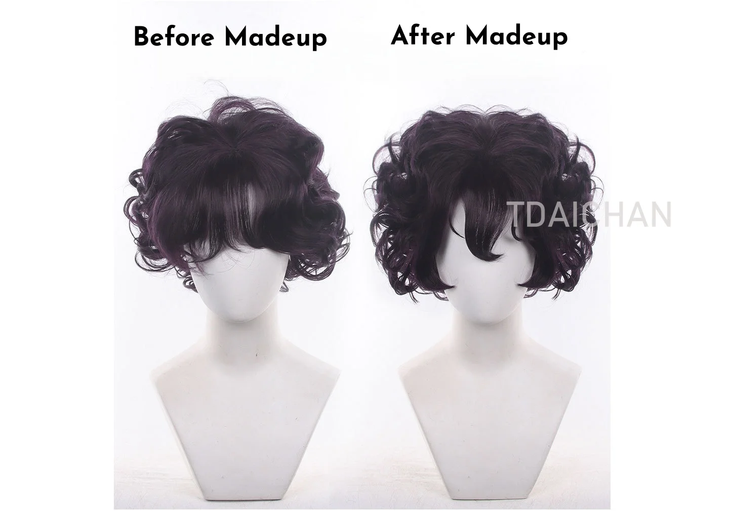 Фото Парик для косплея Witch Hat Atelier Agott Akrome Coco, черно-фиолетовый, кудрявый, короткий, для Хэллоуина, аниме-костюмов, в комплекте шапочка для парика №3
