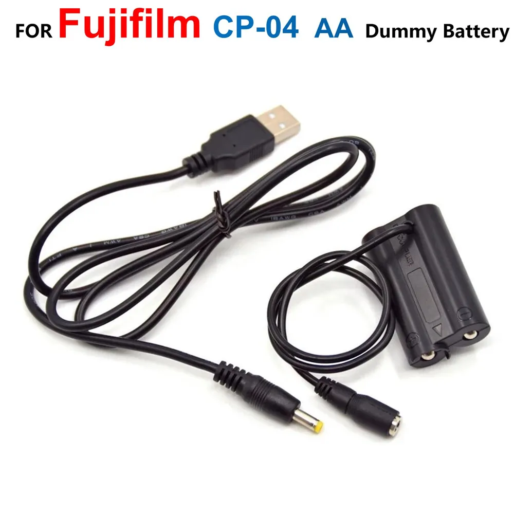 

CP-04 Coupler AA Dummy Battery+Power Bank Charger AC-5V USB Cable For Fujifilm FinePix S9900w S9200 S8600 S2900HD HS11 HS25EXR