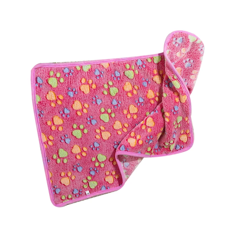 Dog Blanket Cute Claw Prints On Pink Thermal Soft Fiber Comfortable Cat Sleep For House Family Indoor