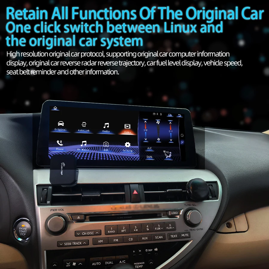 Фото Мультимедийный видеоплеер RHD 12.3'' на Linux для Lexus RX RX270 RX350 450 2009-2015 с CarPlay и Bluetooth №3