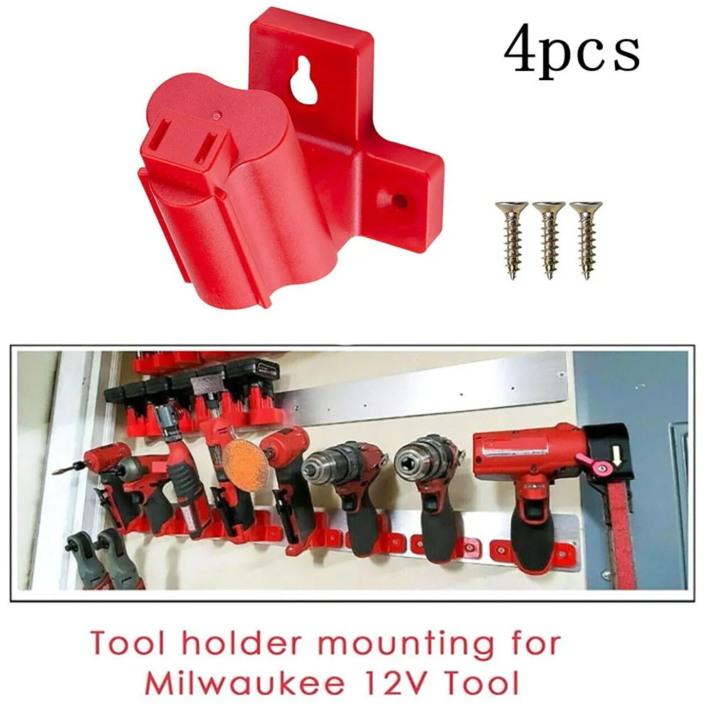 

4Pcs Brackets Electric Tool Tool Holder Wall Mount Battery Fixing Devices With Screws For Milwaukee M12 Tool Holder Power Tools