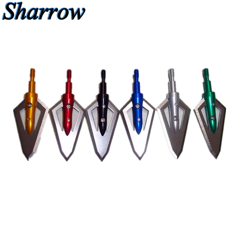 

6 Pcs Archery 2 Blades Tip Arrowheads Two Sharp Steel Blades Broad Heads Arrow Head with Box Crossbow Hunting Bow Shooting