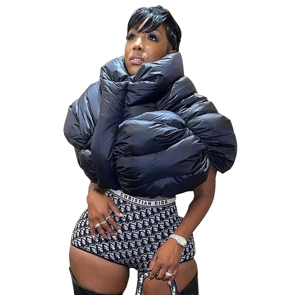 Fall Winter Solid Down Coat Puffer Jacket and Coats for Women Bubble Outerwear Cropped Outwear Oversized Clothing
