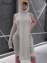 Simenual-vestidos midi asimétricos de punto de una manga...