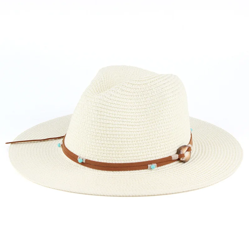 

Beach Wide Brim Straw Hat Panama Fedora Hat Men UV Sun Protection Travel Cap Summer Sun Hats For Women Chapeu Feminino Wholesale