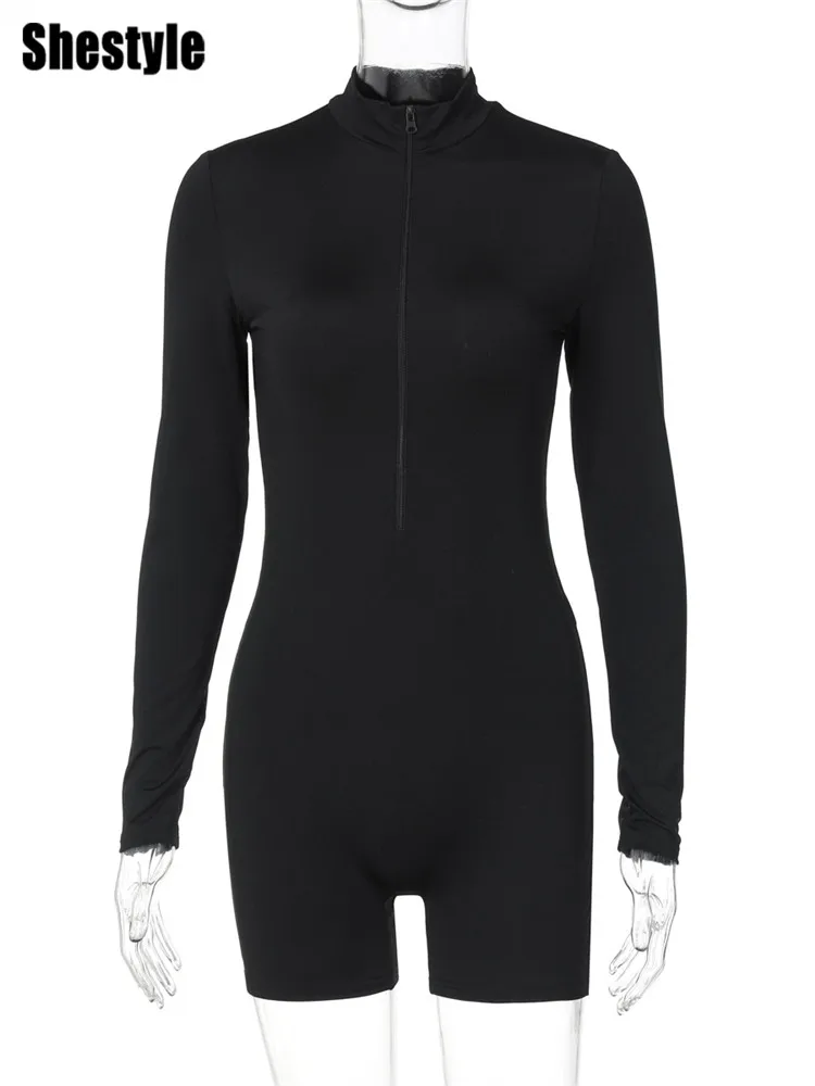 Женский комбинезон на молнии Shestyle однотонные повседневные хипстерские