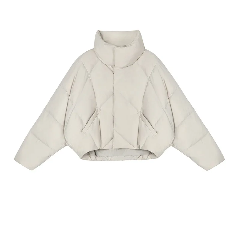 Stylish Temperament Stand Collar Short Cotton Jacket Women's Winter Coat 2022 New Solid Color Blouse Women's Clothing Jackets