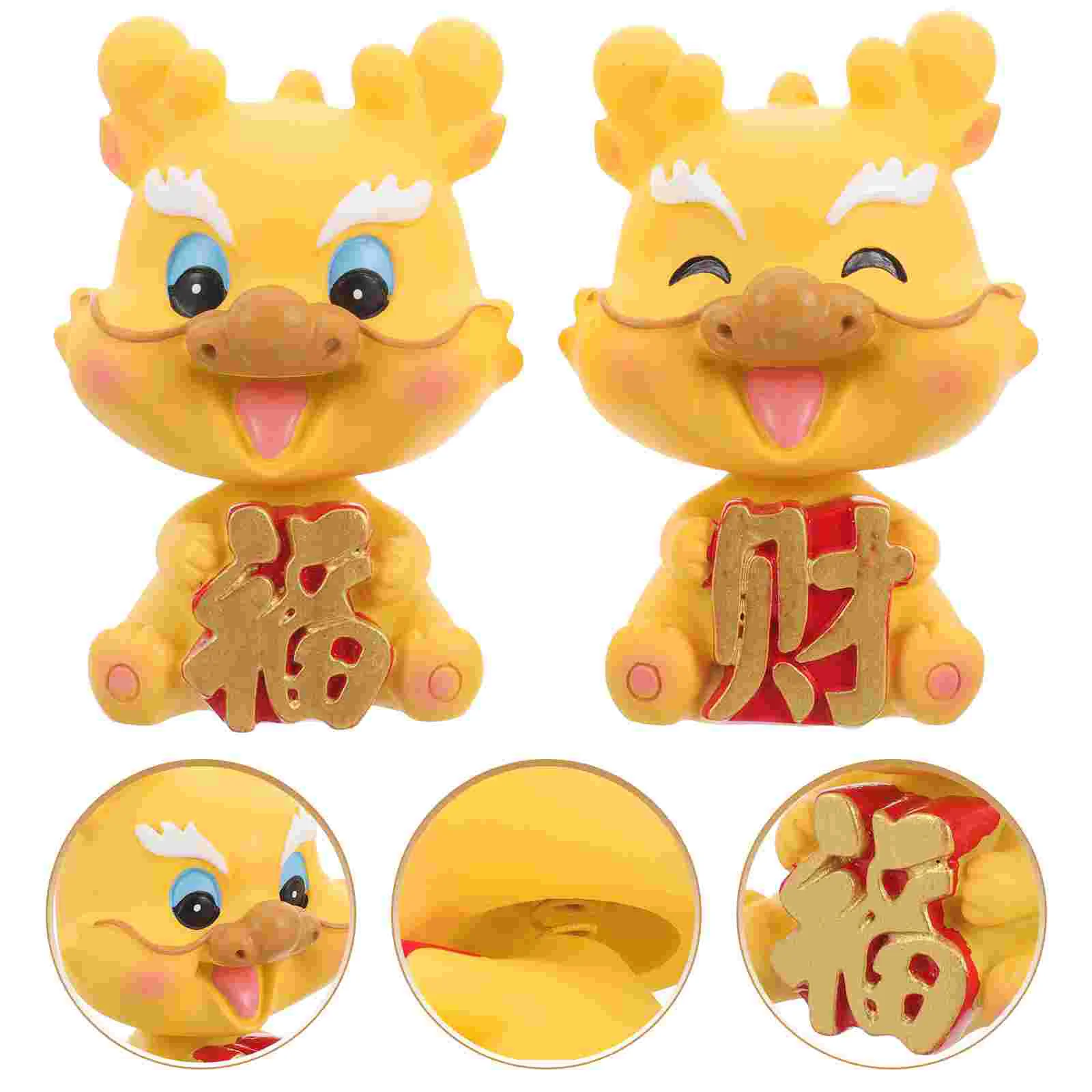 

2pcs Dashboard Decoration Office Gifts Resin Craft Dragon Figurine