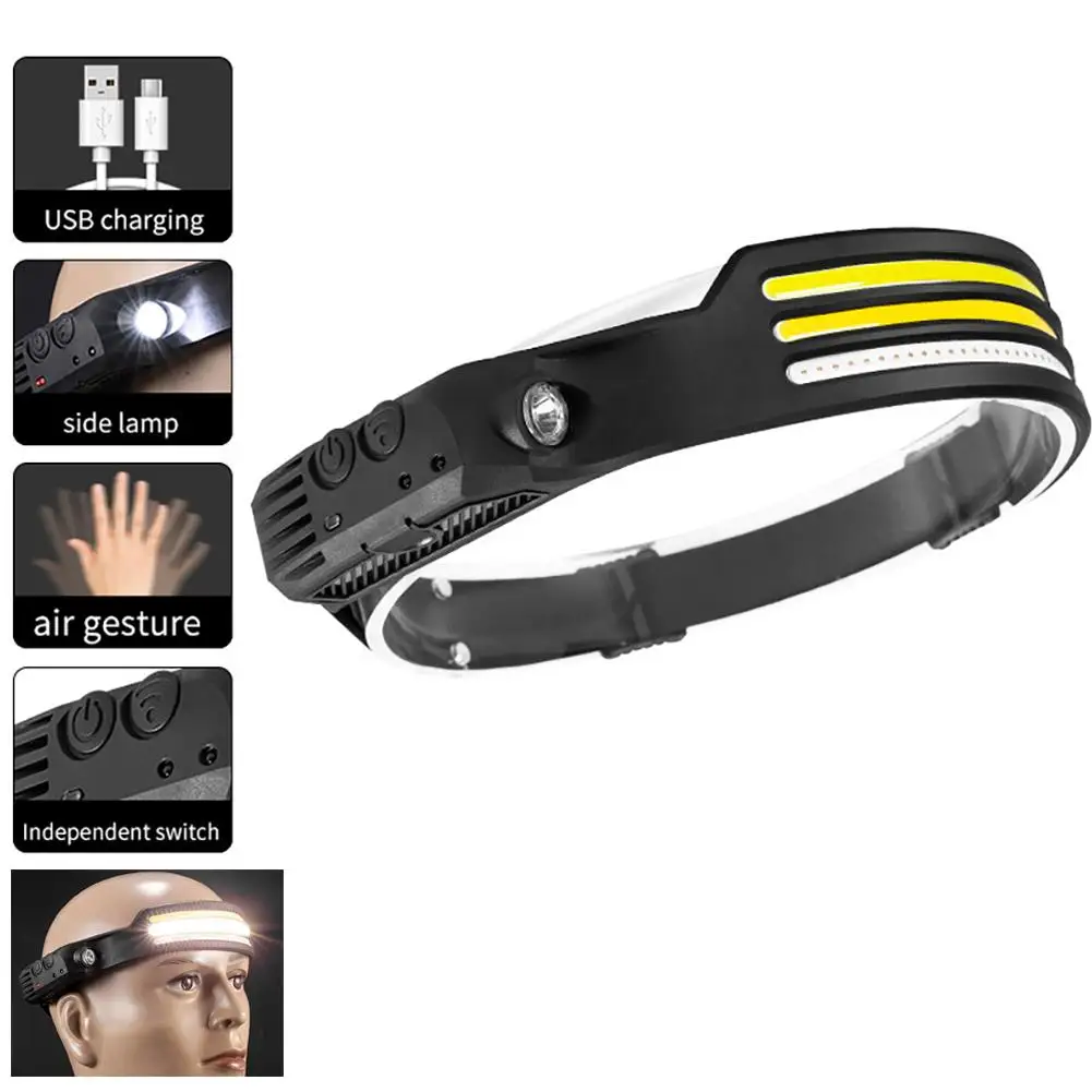 

Multi-function Sensor Headlamp COB Head Lamp Flashlight Outdoor USB Rechargeable Waterproof Headlight