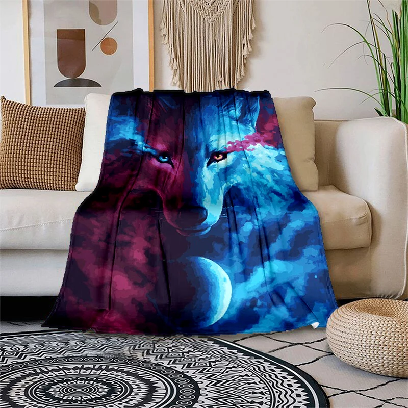 

Wolf 3D Print Blanket Sofa Blankets for Beds Super Soft Warm Blanket Flannel Throw Blanket All Season Light Bedroom Warm Decke