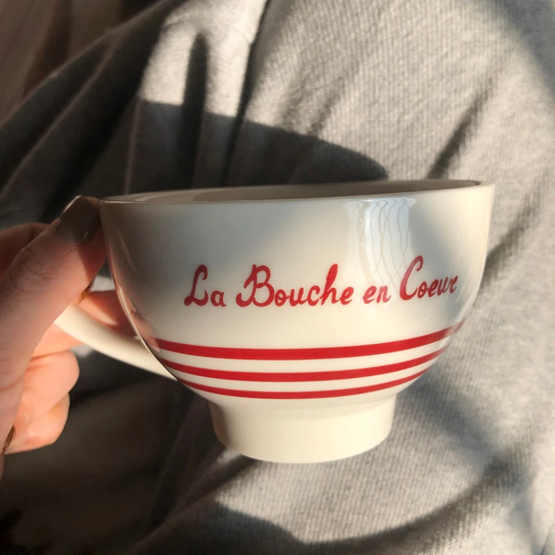 

Кофейные красные буквы в французском стиле, зеркальная керамическая чашка с блюдцем для молока, чайная чашка для дома, офиса, кухни, чашка