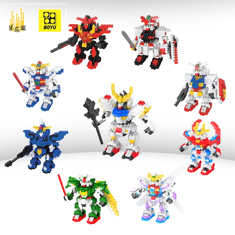 

DIY Gundam механический воин, миниатюрные алмазные частицы, Маленькие искусственные аниме для фанатов