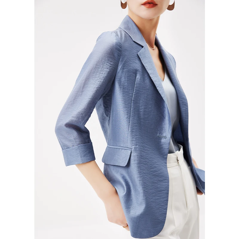 

Luxury High Quality Summer 2022 Blazers for Women Office Lady Three Quarter Sleeve Women Clothing Jacket Single Button