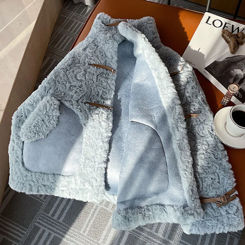 Parkas Women's Plus Size Short Fur Coats 2022 Winter New Fashion Faux Fur Cashmere Splicing Thickening Casual Warm Jackets Woman