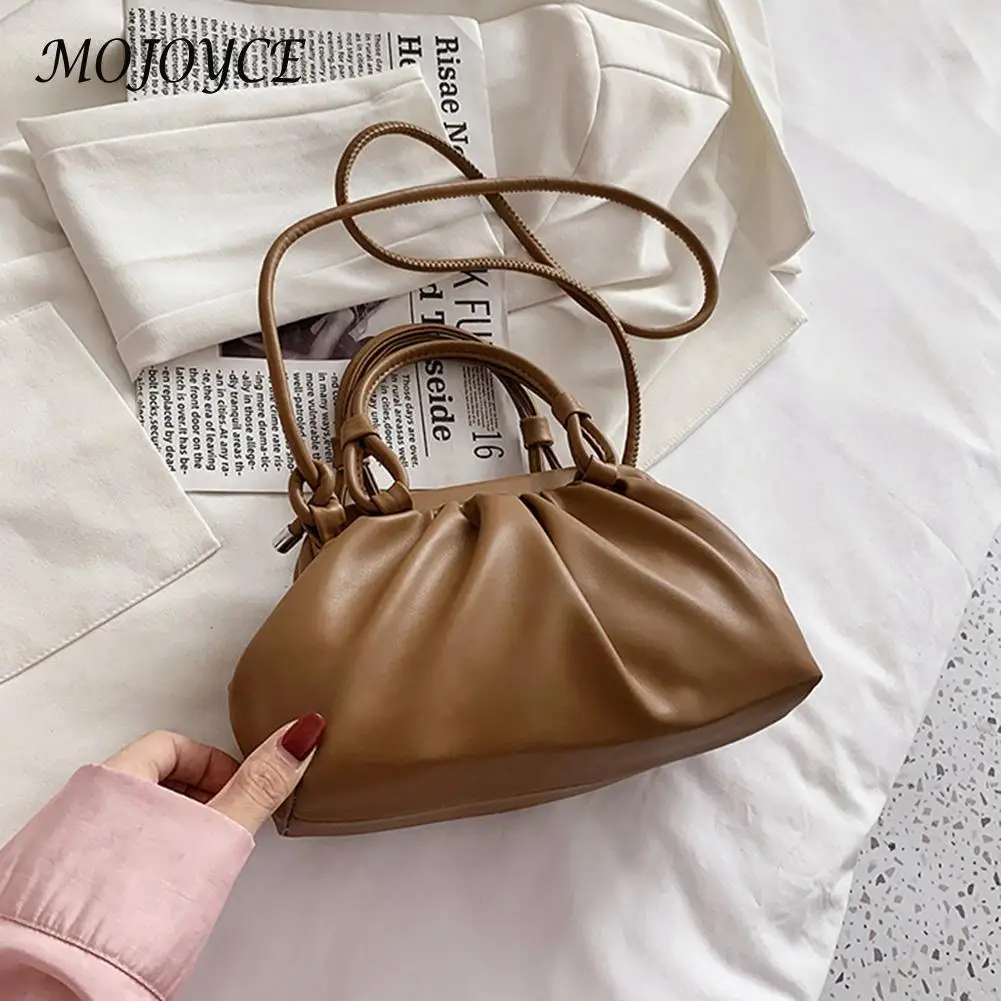 

Cloud Pleated Shoulder Messenger Bag Soft PU Leather Ladies Designer Top-handle Handbags Female Satchel Crossbody Bags For Women