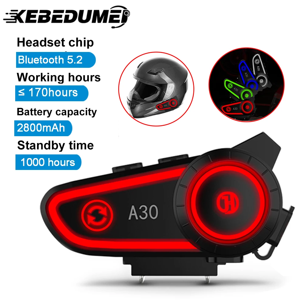 

Motorcycle Helmet Bluetooth Headset 2800mAh BT5.2 Wireless Headphones Hands-Free Call Stereo Waterproof Earphone With 4 Colors