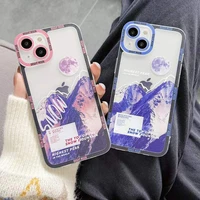 creative snow mountain fashion trend transparent phone case for iphone 7 8 plus x xs xr 11 12 13 pro max soft cover funda