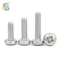 50pcslot cross recessed pm pan round head screws m1 2 m1 4 m1 6 m2 m2 5 a2 70 stainless steel phillips machine screw