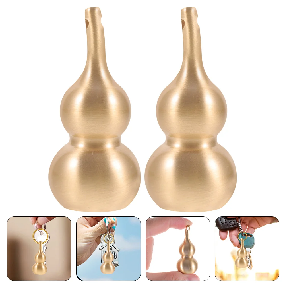 

2 Pcs Calabash Keychain Car Key Fob Charms Jewelry Making Bulk DIY Necklace Solid Mini Gourd Brass Men Women
