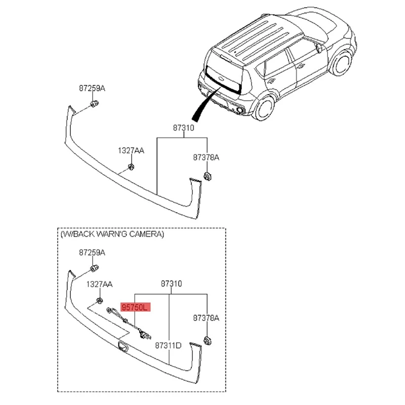 

Камера заднего вида 95760B2010 для KIA Soul 2014-2019, 1 шт.