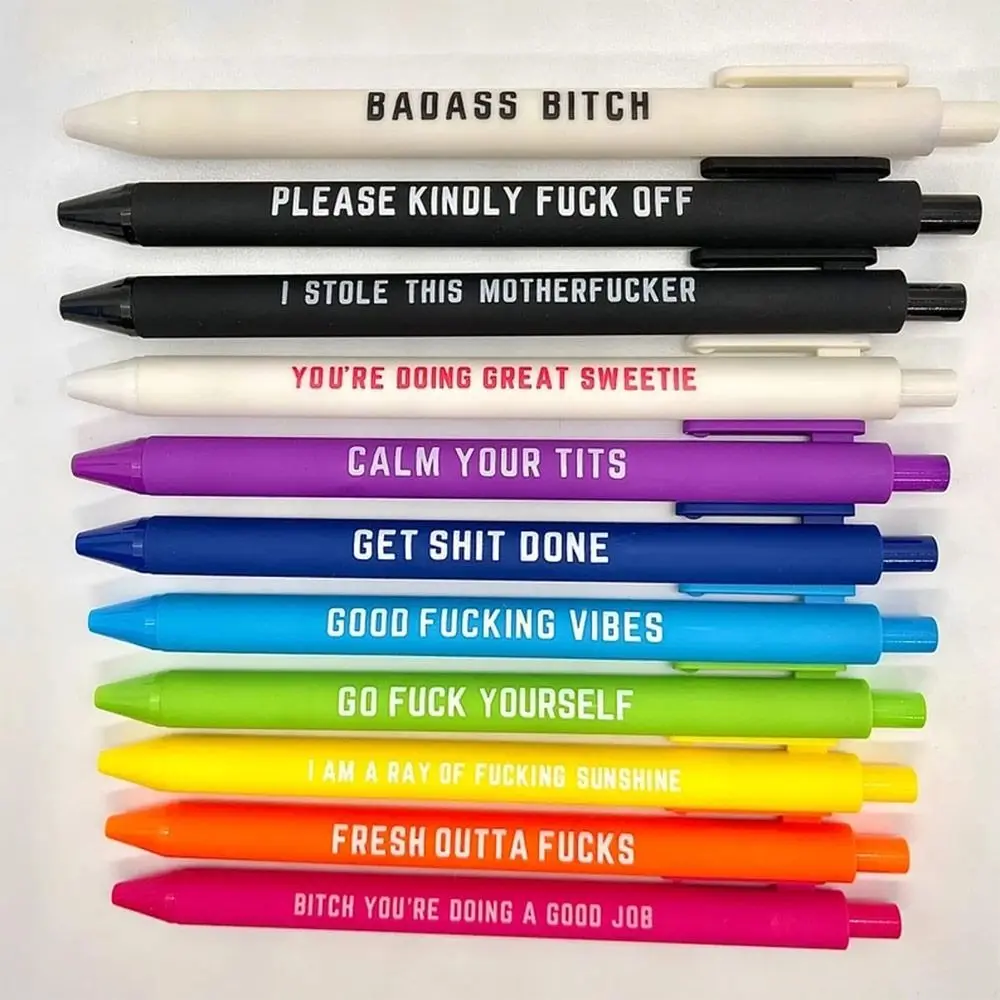 

11Pcs Funny Pens Set Funny Word Ballpoint Pens Press Unisex Pens Student Supplies Office Gift Gel Pens Pens for Writing Kawaii