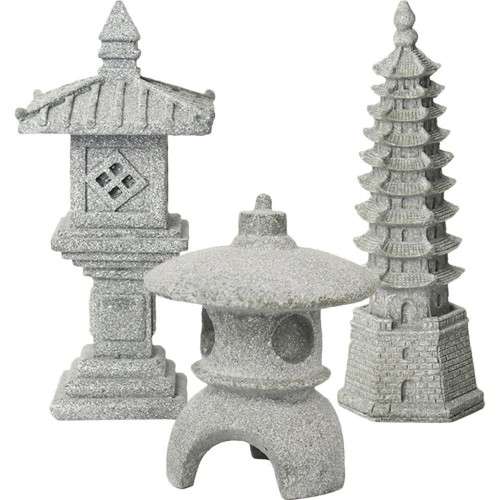 

Pagoda Statue Decor Garden Miniature Bonsai Decoration Zen Mini Diy Lantern Home Tower Fish Ornaments Model Ornament Bowl