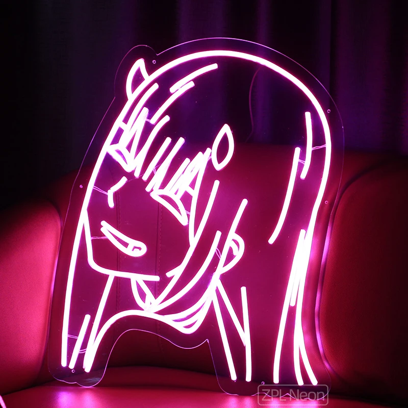 Custom Zero Two Girl None Light Dimmable Glow Aesthetic Decoration Neon Lamp Wall Decor Desthetic Room Decor Anime LED Neon Sign