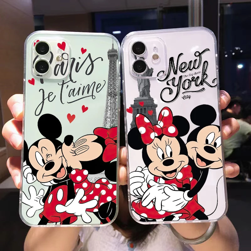 

Romantic Mickey Minnie Mouse For Apple iPhone 13 12 11 Pro Mini X XR XS Max SE 6 6S 7 8 Plus Clear Phone Case Coque Shell