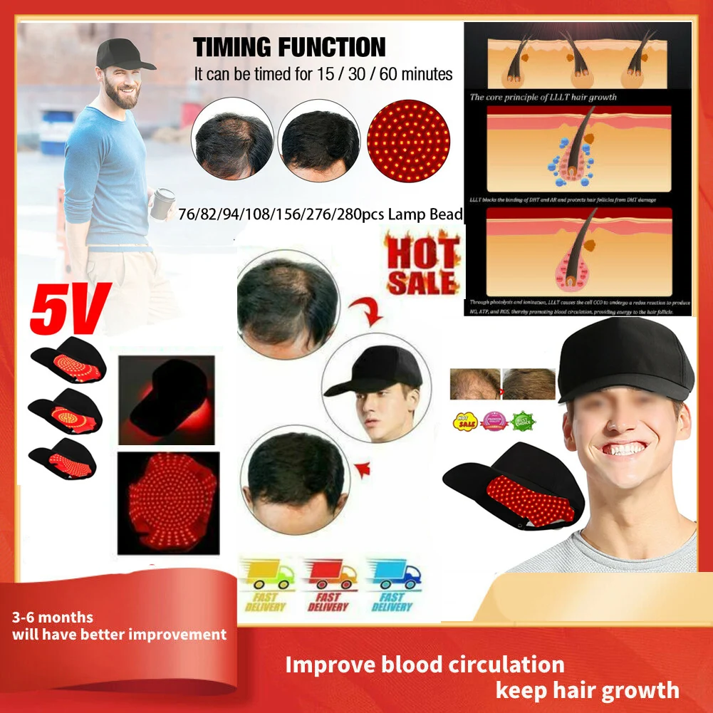 

108/156/276/280pcs Men's Hair Regrowth Caps Hat For Capillary Laser Hair Growth Helmet Hair Treatment Oil Control Hats For Women