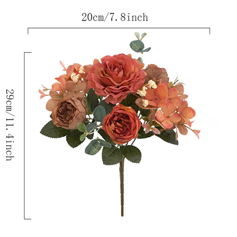 6 heads Artificial Flowers Hydrangea Retro Color Peony Bouquet Fake Flower for Christmas Home Wedding Decoration 1 Bunch |
