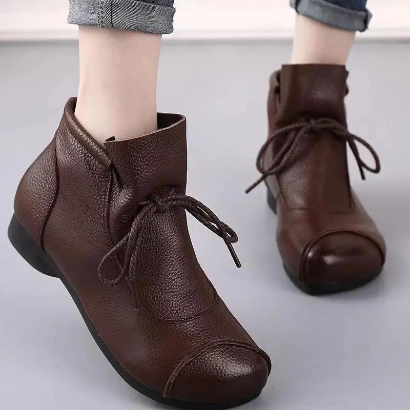 

Shoes for Women 2023 New Fashion Lace Up Women's Boots Casual Soft Bottom Retro Ladies Ankle Boots Zapatos Para Damas En Oferta