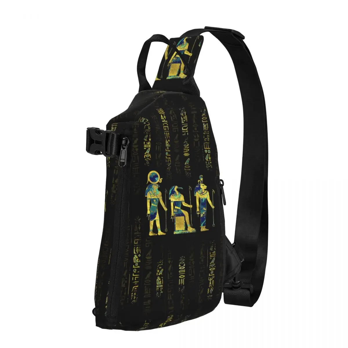 

Egyptian Deities On Hieroglyphics Gold And Marble Shoulder Bags Chest Cross Chest Bag Diagonally Casual Messenger Bag