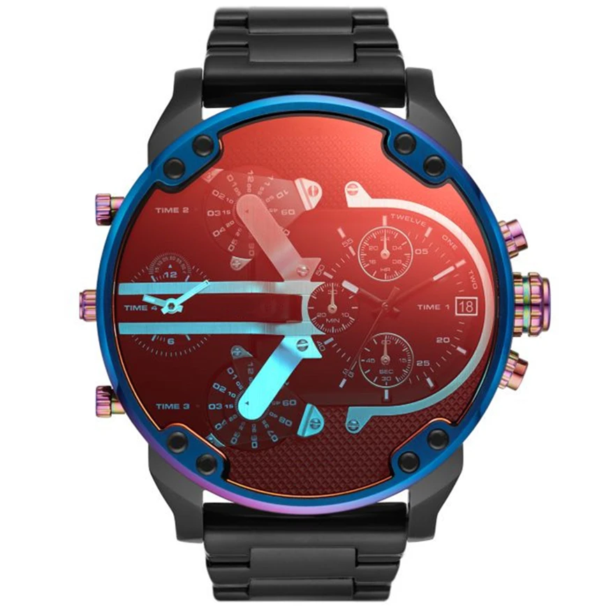 

Часы из нержавеющей стали для мужчин с большим циферблатом, кварцевые мужские часы DZ, модные роскошные деловые часы для мужчин, кожаные часы