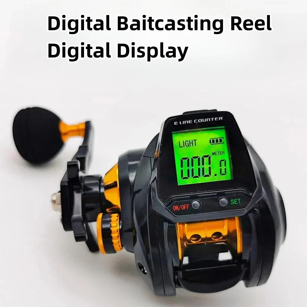 6.3:1 Digital Fishing Baitcasting Reel With Accurate Line Counter Large Display Bite Alarm Left/Right Hand Counting