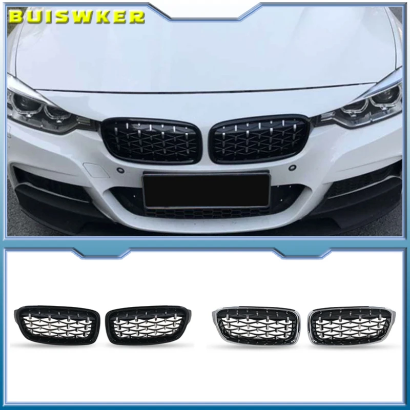 

Решетки передние алмазные Серебристые для BMW 3 серии F30 2012-2019, 1 пара